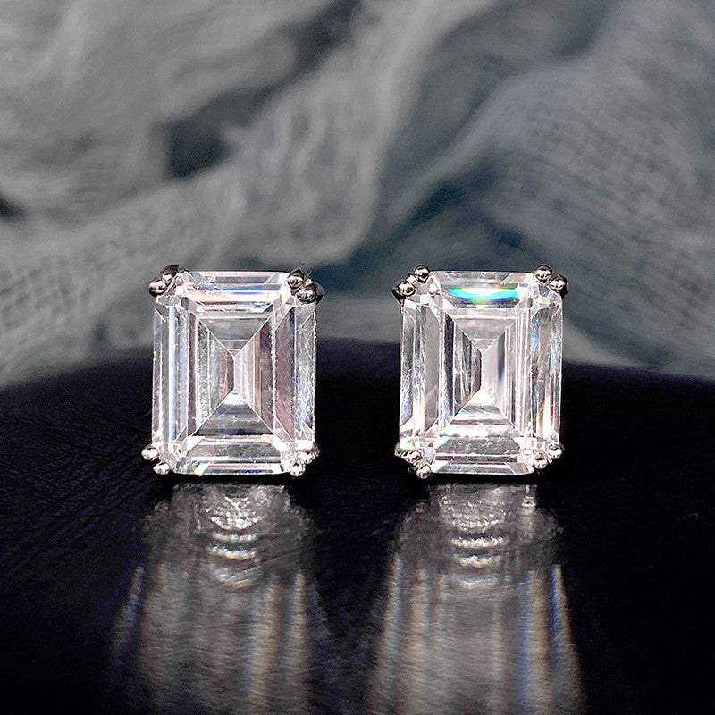 Rectangular Zircon Earrings Minimalist Unisex Ear Jewelry