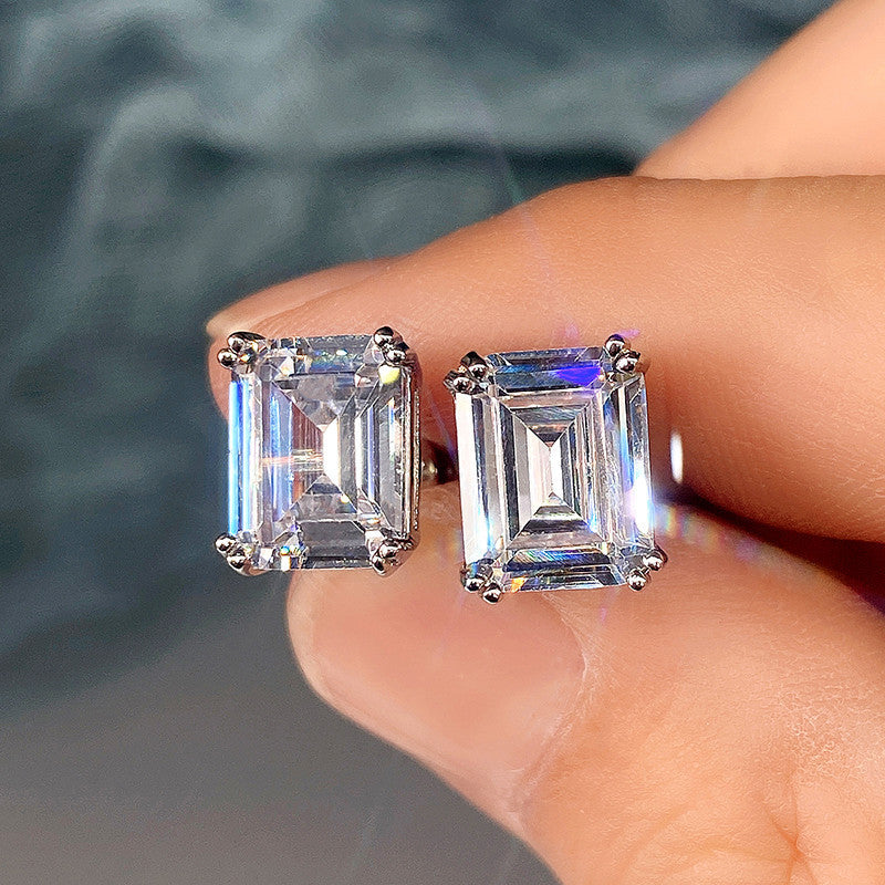 Rectangular Zircon Earrings Minimalist Unisex Ear Jewelry
