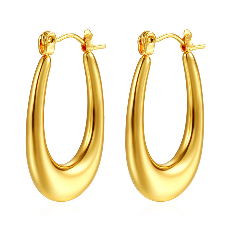Fashion Geometric Trend Oval Stainless Steel Earrings