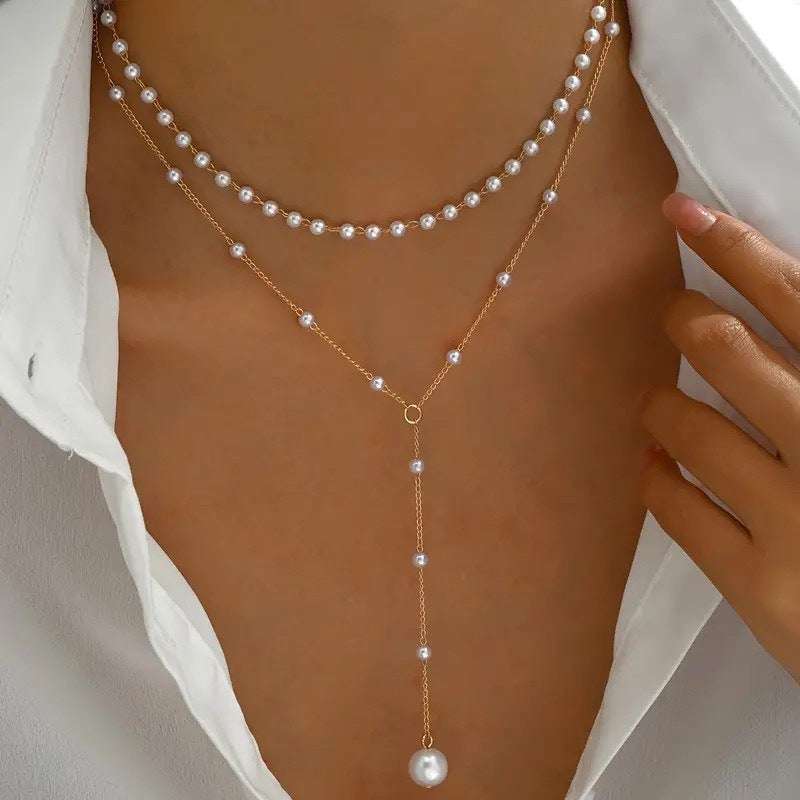 Pearl Double Layer Twin Pearl Necklace