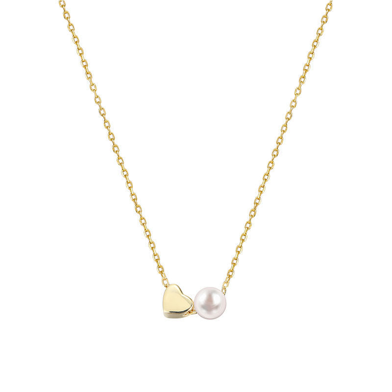 Besimpol Genuine 925 Sterling Silver Collana Di Perle Elegante Del Cuore