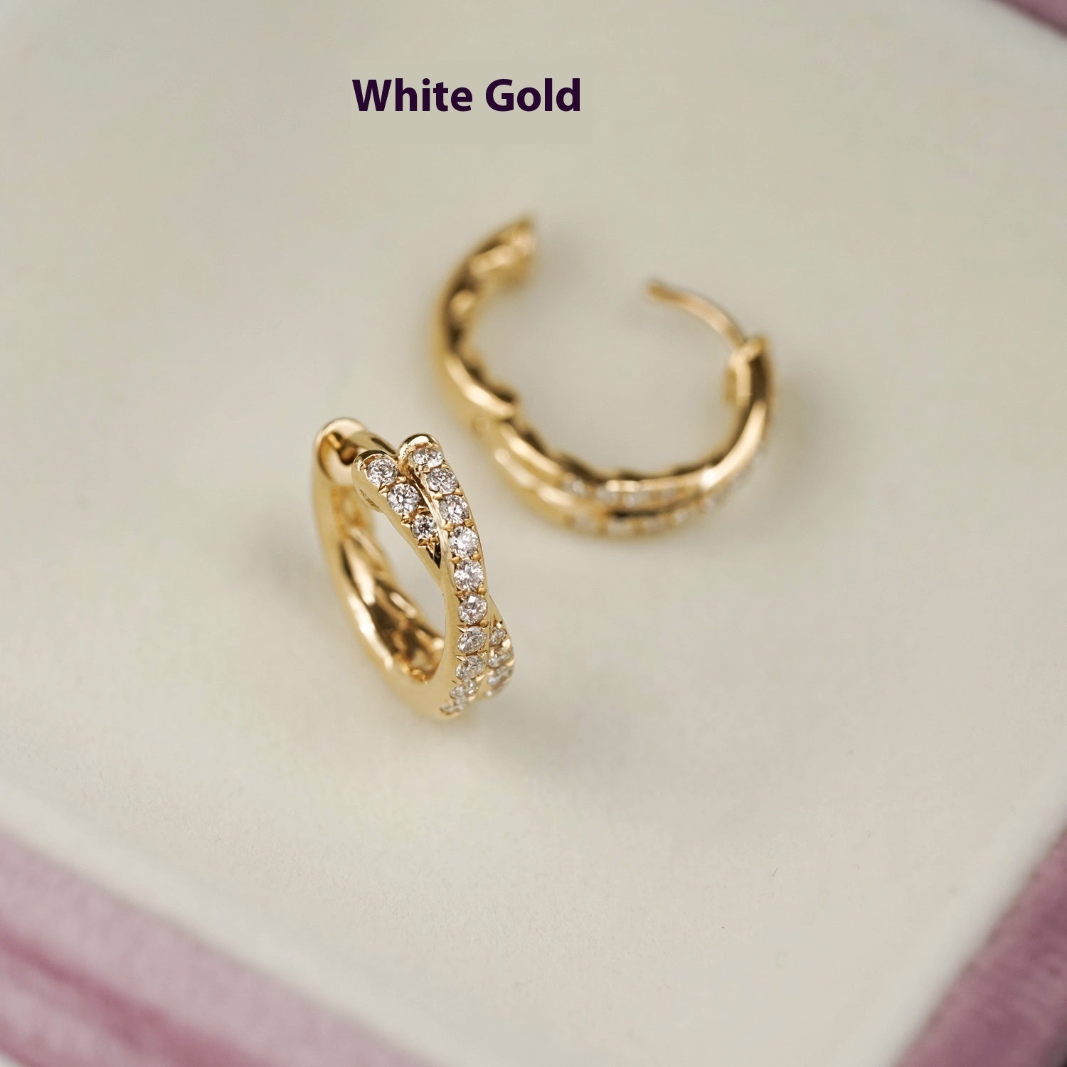 Cross Double Row Diamond Version Exquisite Commuter Style Twist Earrings