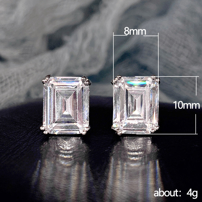 Rectangular Zircon Earrings Minimalist Unisex Ear Jewelry