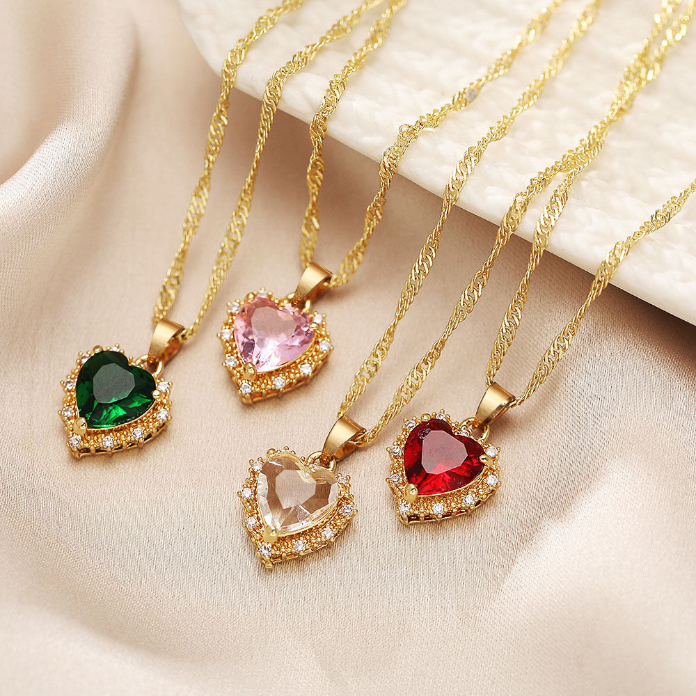 Heart Rhinestone Clavicle Necklace