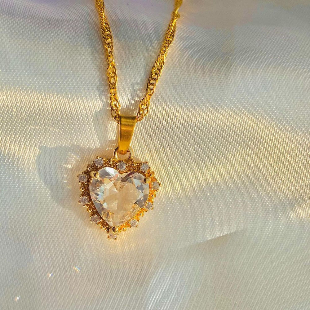 Heart Rhinestone Clavicle Necklace