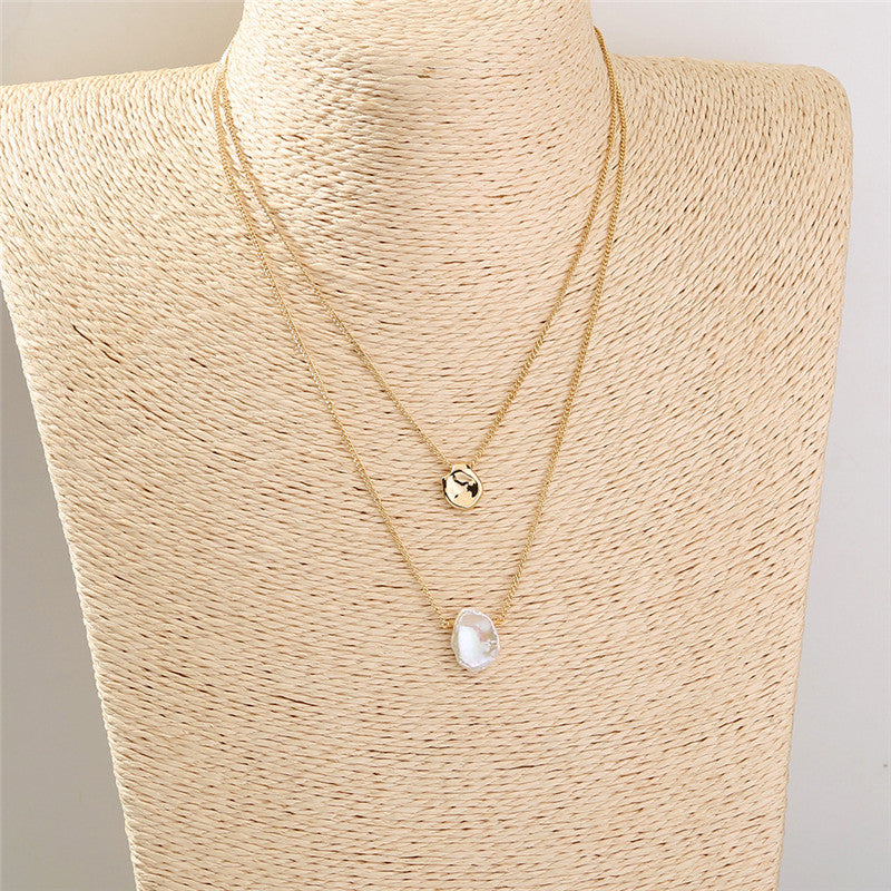 Double Layered Wearing Special-shaped Small Golden Bean Pearl Necklace