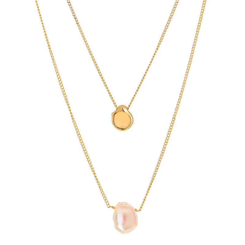 Double Layered Wearing Special-shaped Small Golden Bean Pearl Necklace