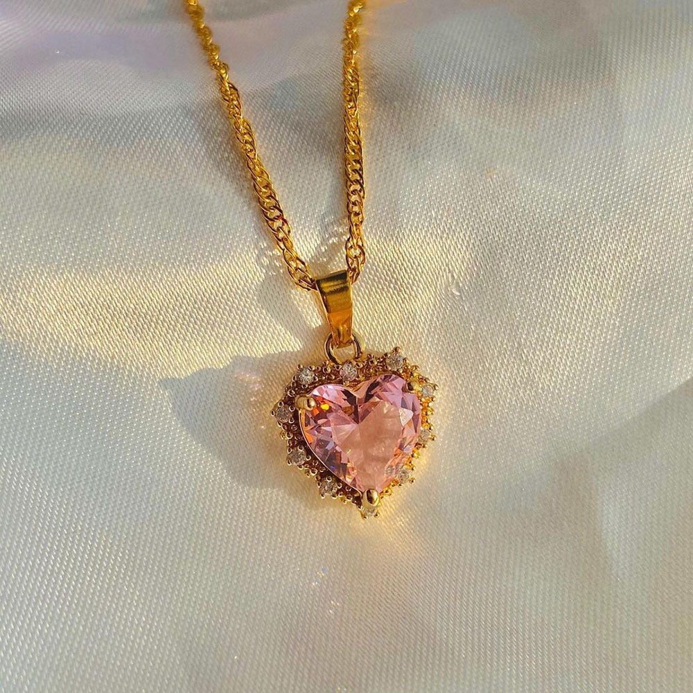 Heart Rhinestone Clavicle Necklace
