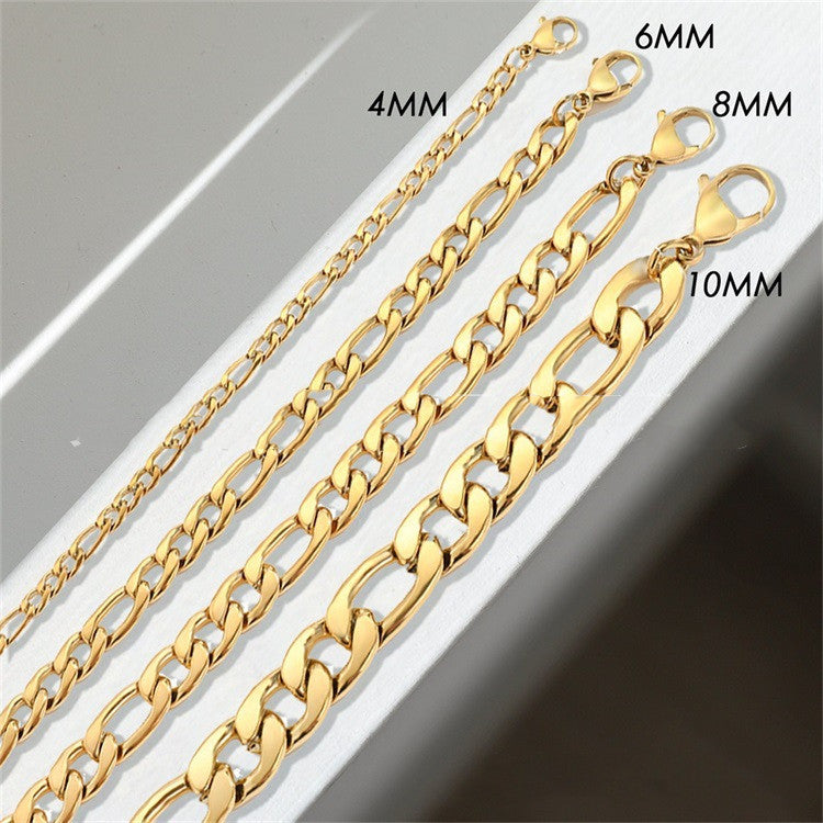 Fashion New Stainless Steel Gold-plated Figaro Bracelet
