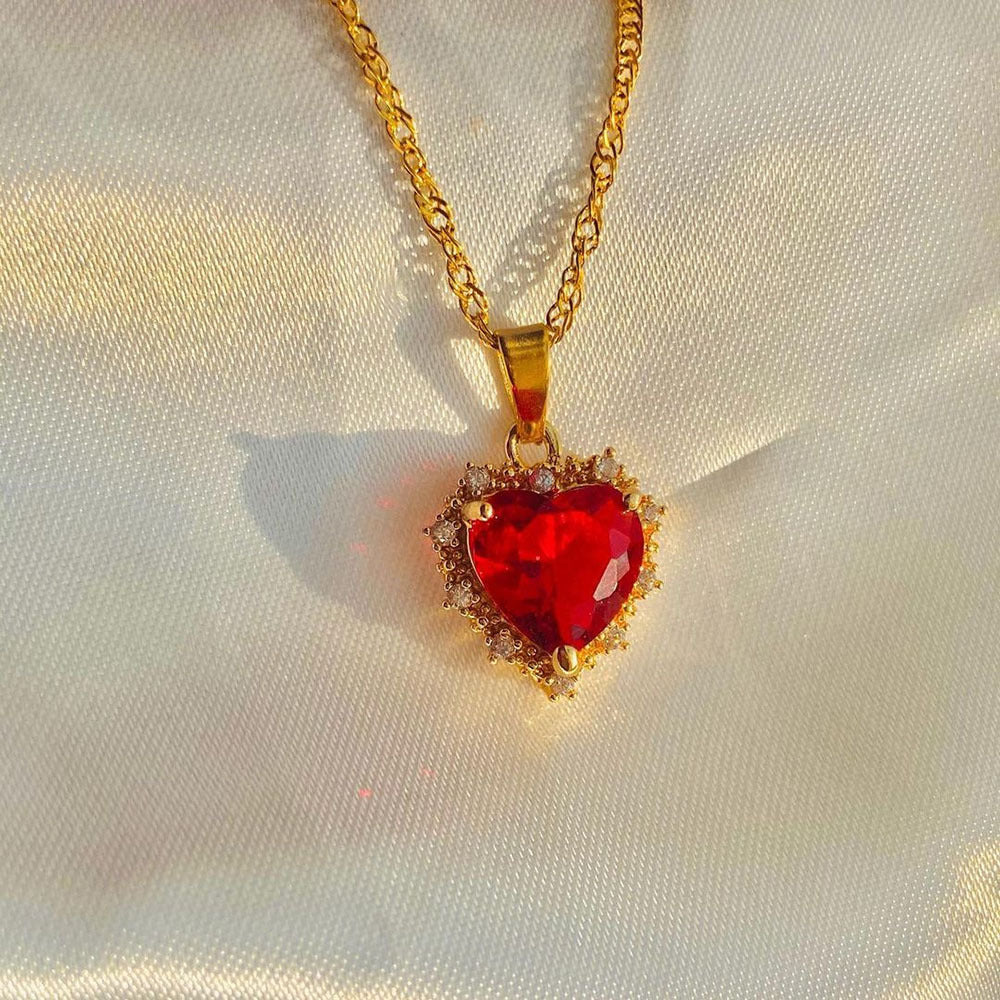Heart Rhinestone Clavicle Necklace