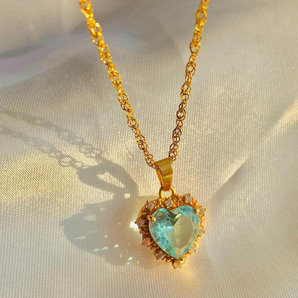 Heart Rhinestone Clavicle Necklace