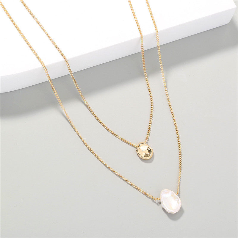 Double Layered Wearing Special-shaped Small Golden Bean Pearl Necklace