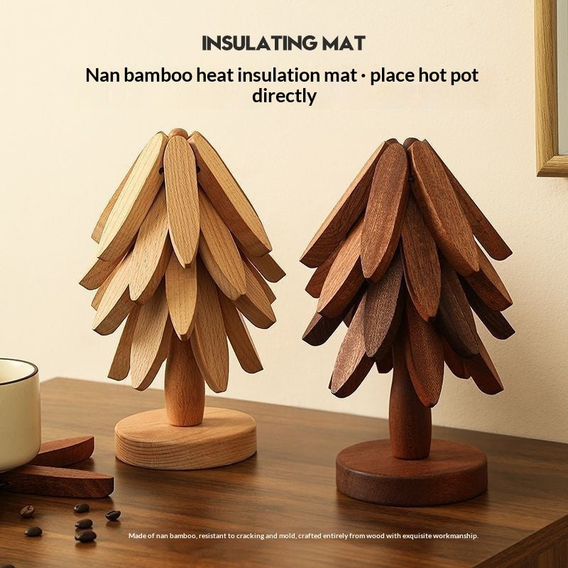 Tree Design Stand Wooden Trivets Decorative Anti Scald Heat Resistant Table Mat Coaster Wood Placemats Pot Table Heat Insulation Pad