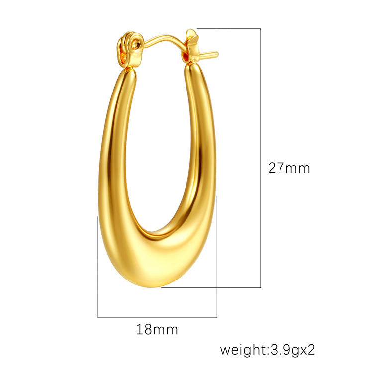 Fashion Geometric Trend Oval Stainless Steel Earrings