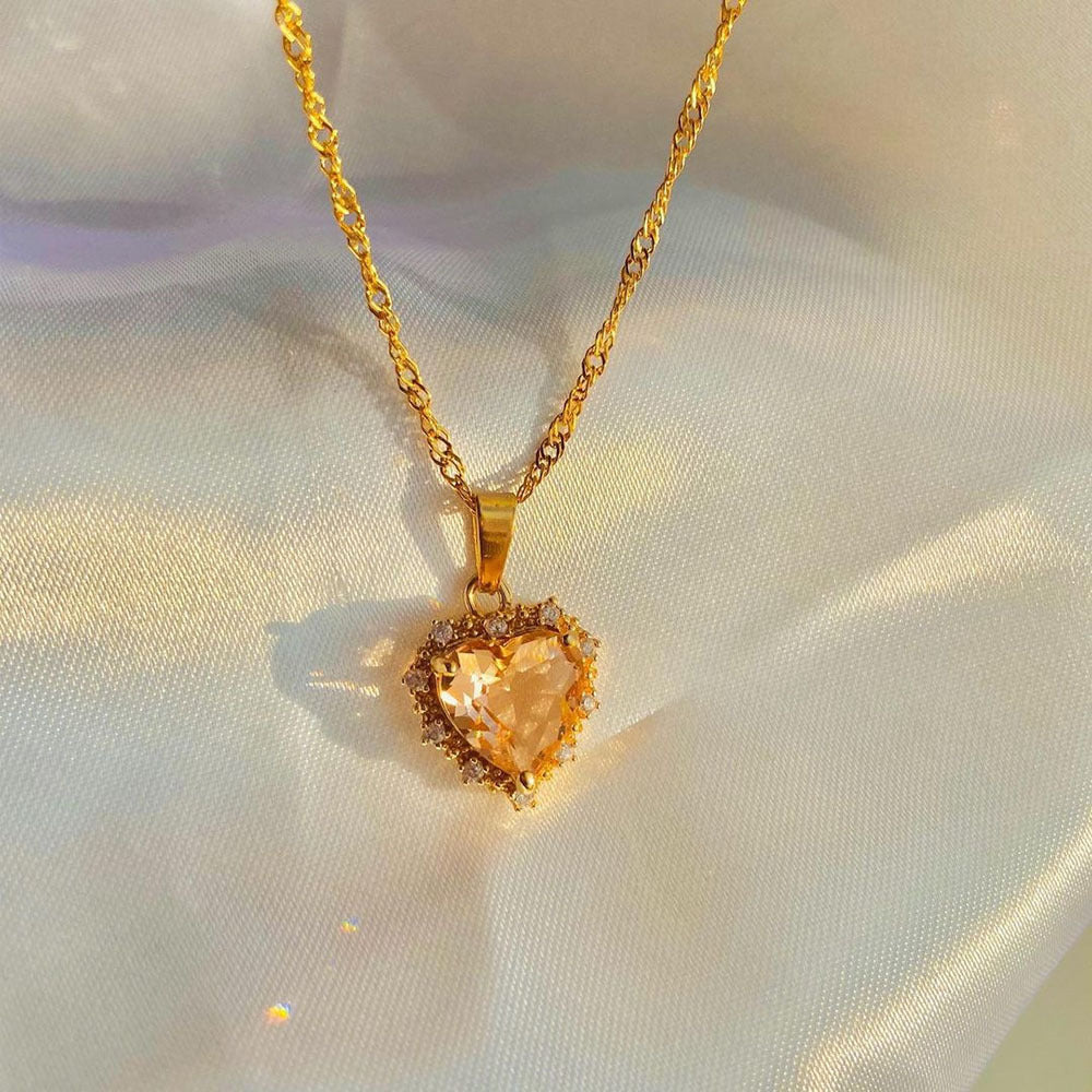 Heart Rhinestone Clavicle Necklace