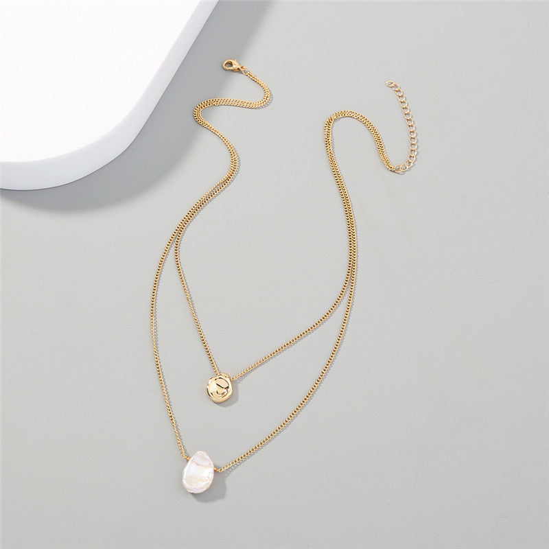 Double Layered Wearing Special-shaped Small Golden Bean Pearl Necklace