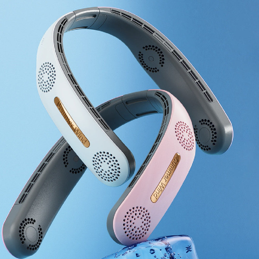 Lazy Mute Outdoor Sports USB Hopfällbar Bladlös Hängande Hals Elektrisk Fläkt