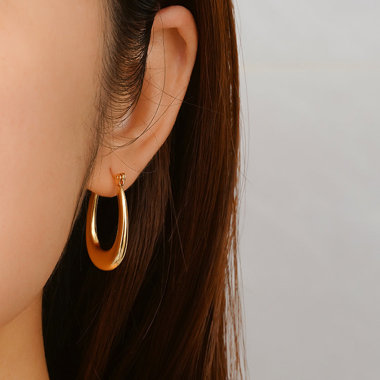 Fashion Geometric Trend Oval Stainless Steel Earrings