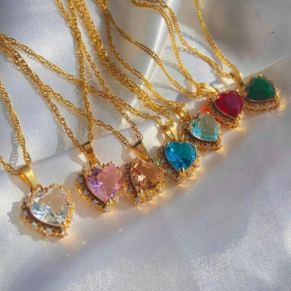 Heart Rhinestone Clavicle Necklace